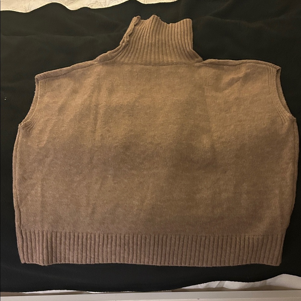 Warm Tan Turtleneck Sweater Vest